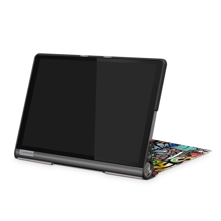 Impresión de Patrones PU Leather Tri-fold Stand Tablet Shell Para Lenovo Yoga Smart Tab YT-X705 - Graffiti de Dibujos Animados-7