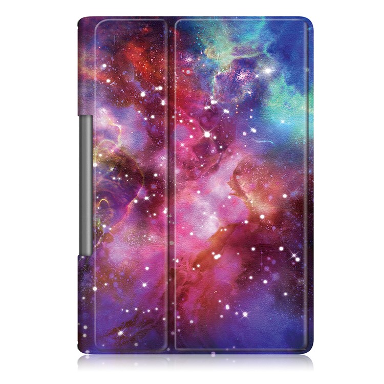 Pattern Printing PU Leather Tri-fold Stand Tablet Shell for Lenovo Yoga Smart Tab YT-X705 - Cosmic Space-2