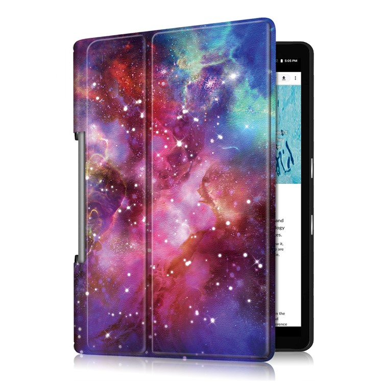 Pattern Printing PU Leather Tri-fold Stand Tablet Shell for Lenovo Yoga Smart Tab YT-X705 - Cosmic Space-4