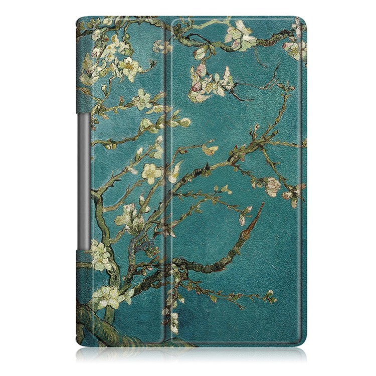 Pattern Printing PU Leather Tri-fold Stand Tablet Shell for Lenovo Yoga Smart Tab YT-X705 - Peach Blossom-2