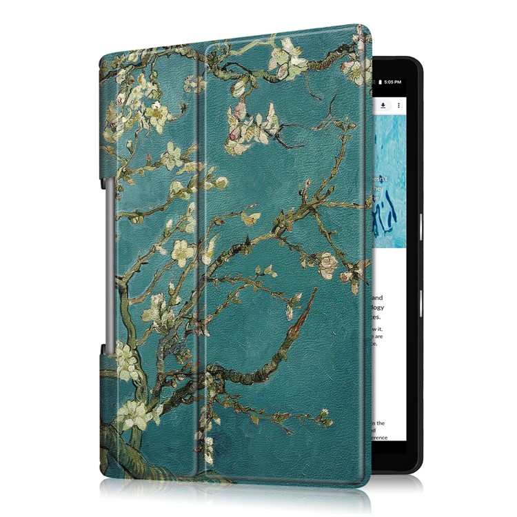 Pattern Printing PU Leather Tri-fold Stand Tablet Shell for Lenovo Yoga Smart Tab YT-X705 - Peach Blossom-4