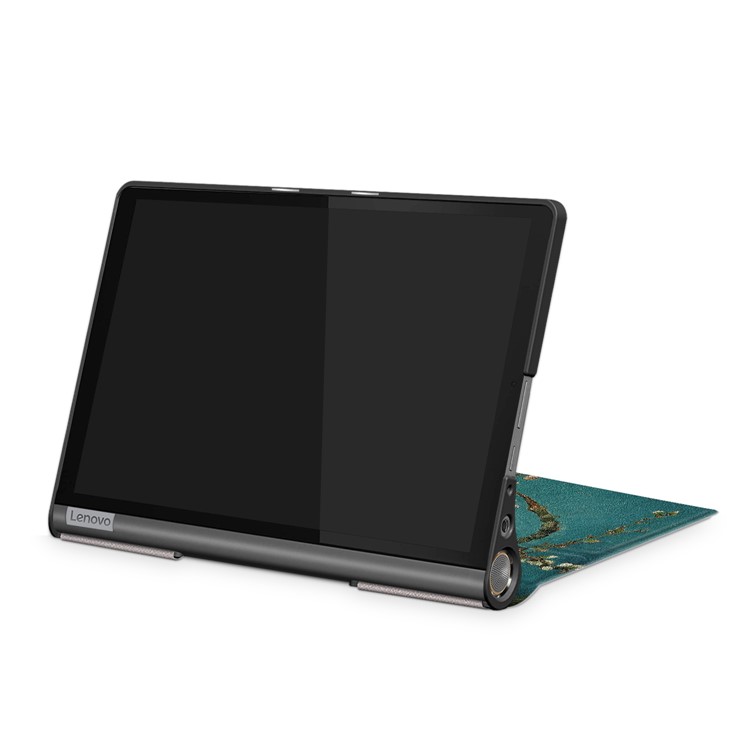 Impresión de Patrones PU Leather Tri-fold Stand Tablet Shell Para Lenovo Yoga Smart Tab YT-X705 - Flor de Melocotón-5