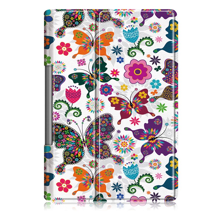 Pattern Printing PU Leather Tri-fold Stand Tablet Shell for Lenovo Yoga Smart Tab YT-X705 - Butterflies and Flowers-2