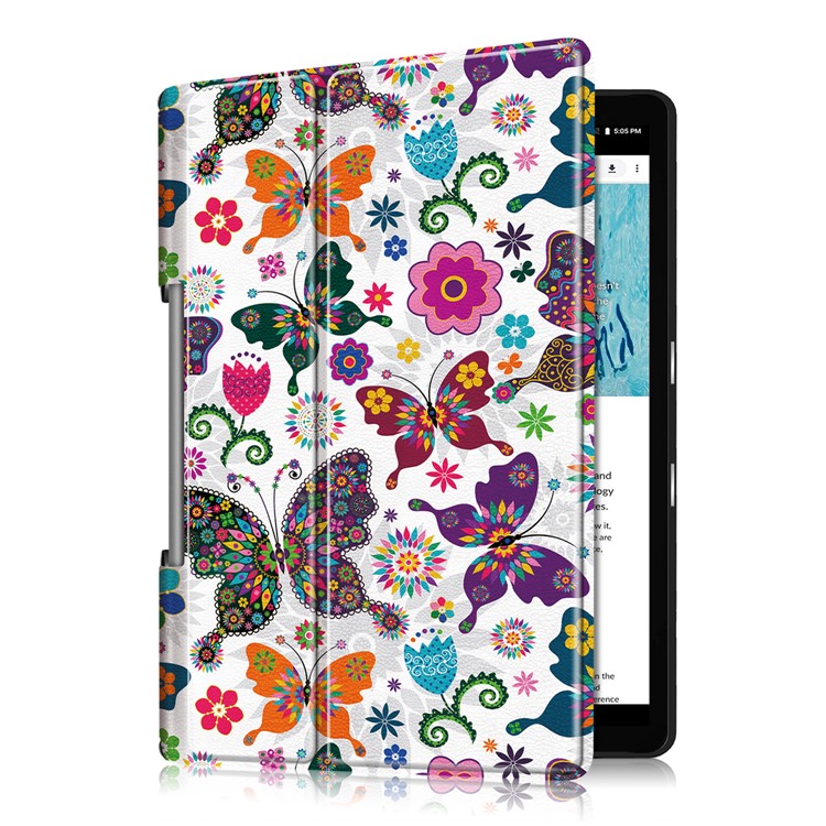 Pattern Printing PU Leather Tri-fold Stand Tablet Shell for Lenovo Yoga Smart Tab YT-X705 - Butterflies and Flowers-4