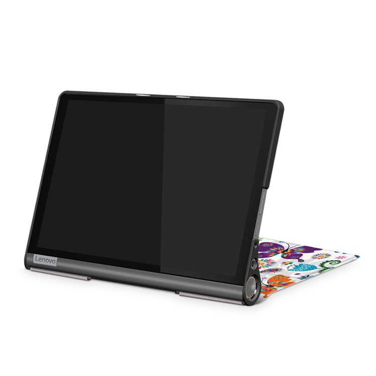 Pattern Printing PU Leather Tri-fold Stand Tablet Shell for Lenovo Yoga Smart Tab YT-X705 - Butterflies and Flowers-5