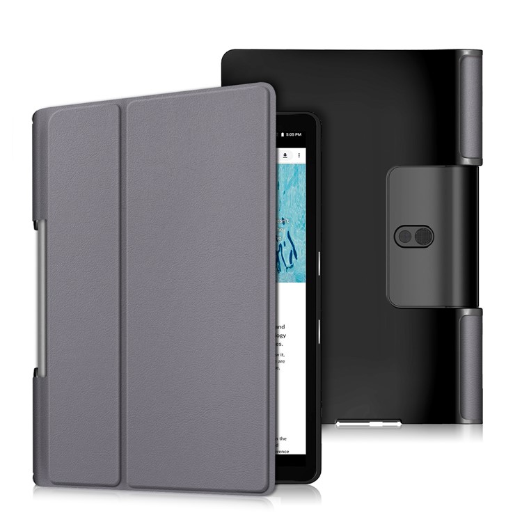 For Lenovo Yoga Smart Tab YT-X705 Tri-fold Stand Leather Protective Tablet Cover Case - Grey-1