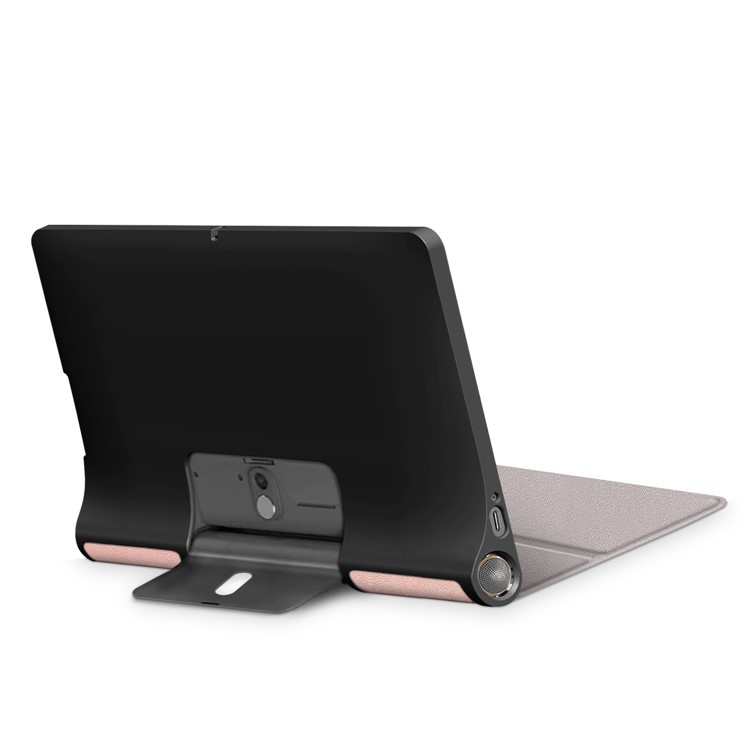 Para Lenovo Yoga Smart Tab YT-X705 Tri-fold Stand Stand Caso de Tampo de Proteção de Couro de Couro - Rosa Ouro-6