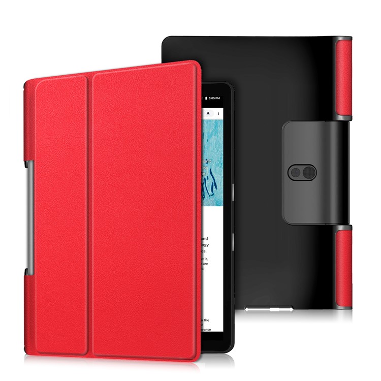For Lenovo Yoga Smart Tab YT-X705 Tri-fold Stand Leather Protective Tablet Cover Case - Red-1