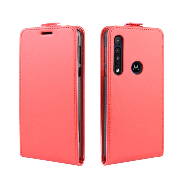 Vertical Flip Leather Phone Case for Motorola One Macro/Moto G8 Play - Coffee-4