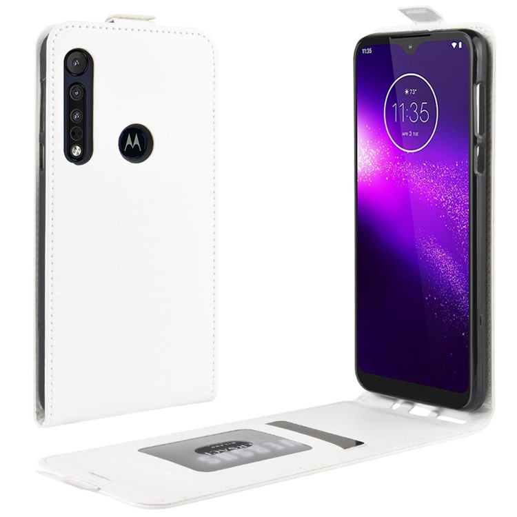 Vertical Flip Leather Phone Case for Motorola One Macro/Moto G8 Play - White-1
