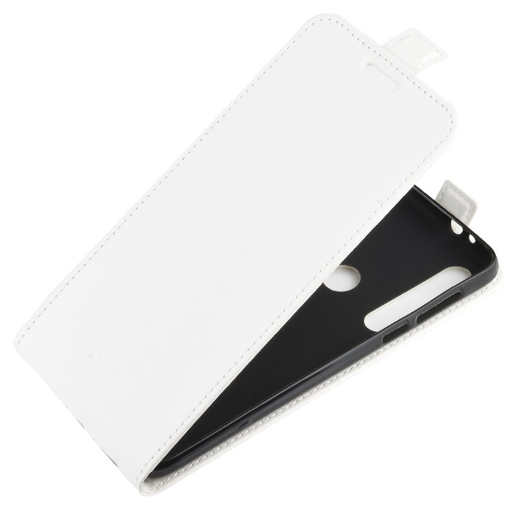 Vertical Flip Leather Phone Case for Motorola One Macro/Moto G8 Play - White-3