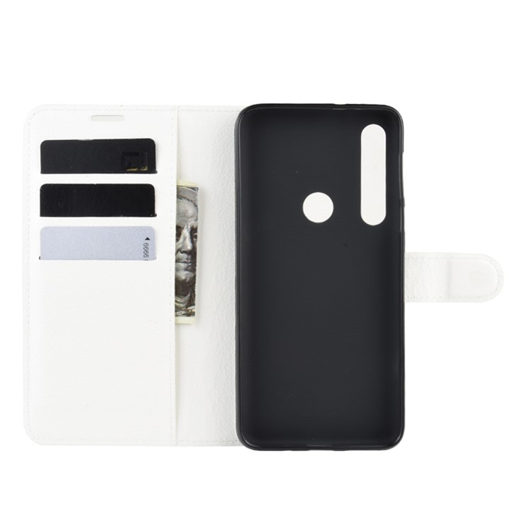 Litchi Grain Wallet Leather Phone Cover for Motorola One Macro/Moto G8 Play - White-3