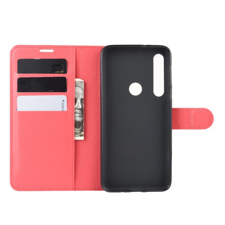 Litchi Grain Wallet Leather Phone Cover for Motorola One Macro/Moto G8 Play - Red-3