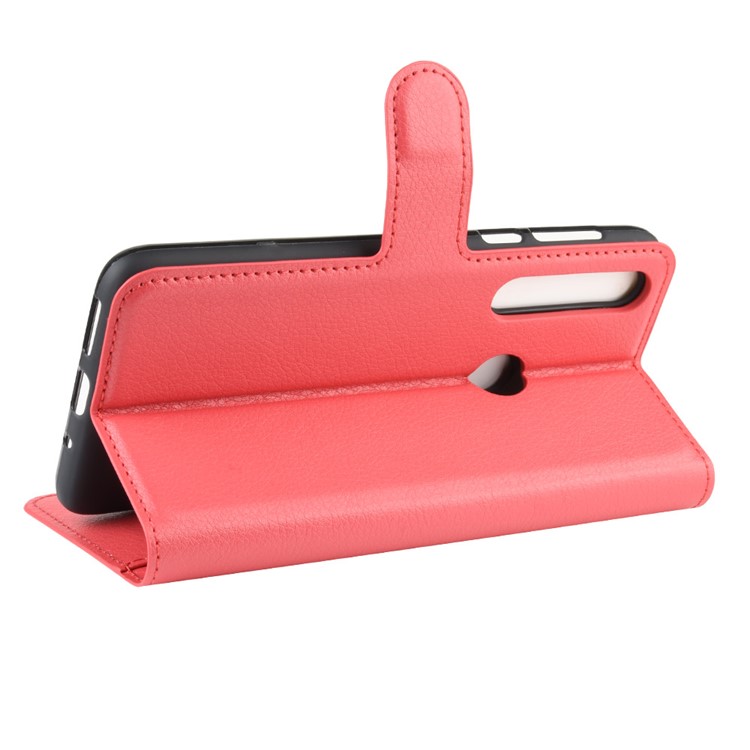 Litchi Grain Wallet Leather Phone Cover for Motorola One Macro/Moto G8 Play - Red-5