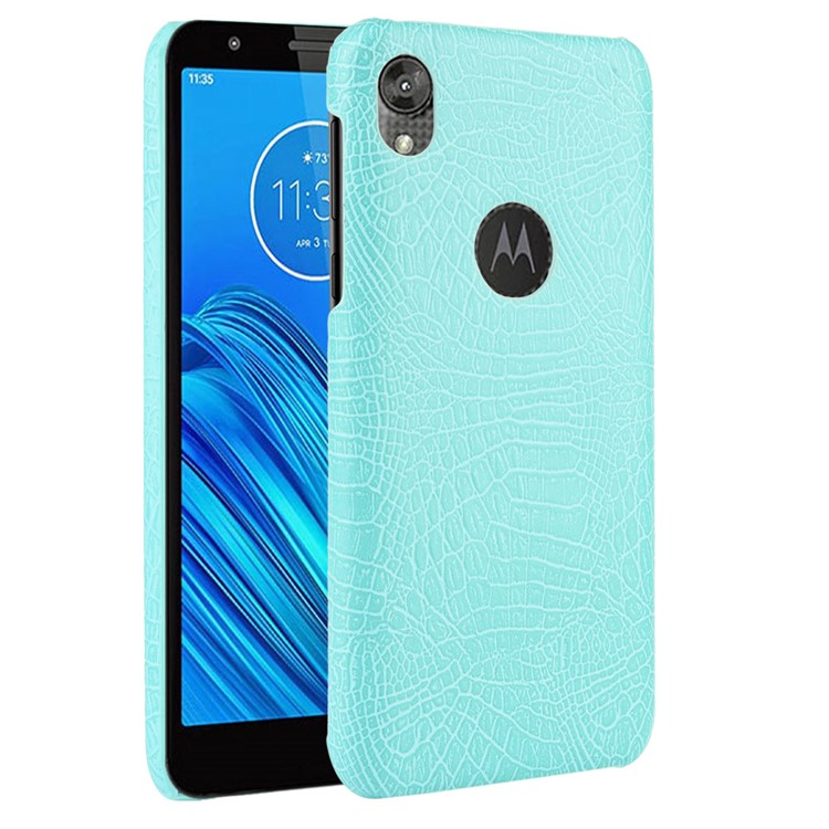 Crocodile Skin PU Leather Coated PC Phone Cover for Motorola Moto E6 - Baby Blue-2