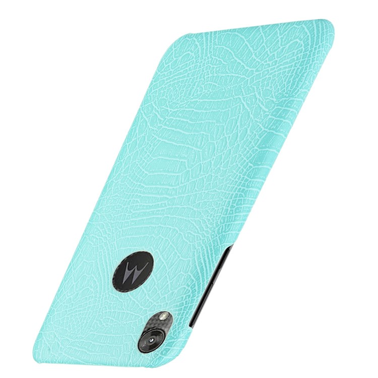 Crocodile Skin PU Leather Coated PC Phone Cover for Motorola Moto E6 - Baby Blue-3