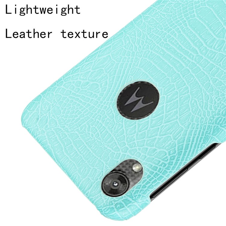 Crocodile Skin PU Leather Coated PC Phone Cover for Motorola Moto E6 - Baby Blue-4