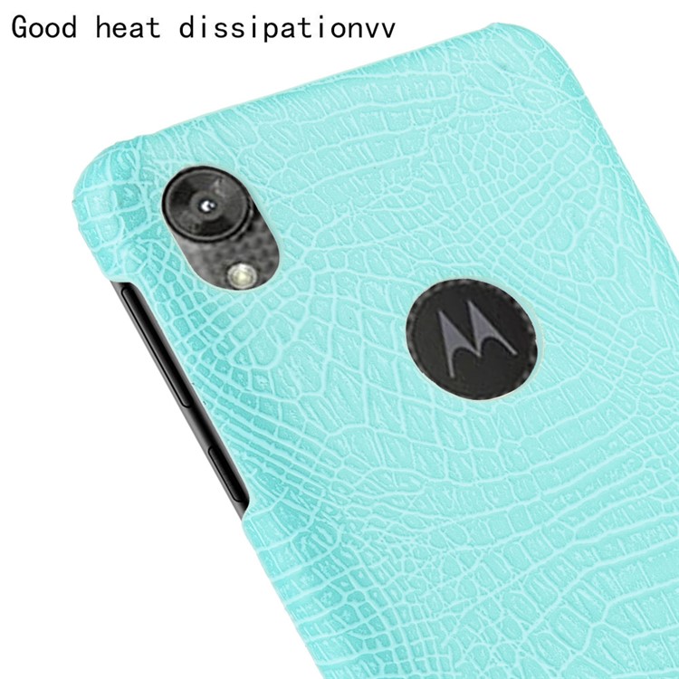 Crocodile Skin PU Leather Coated PC Phone Cover for Motorola Moto E6 - Baby Blue-5