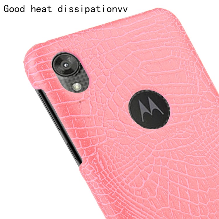 Crocodile Skin PU Leather Coated PC Phone Cover for Motorola Moto E6 - Pink-5