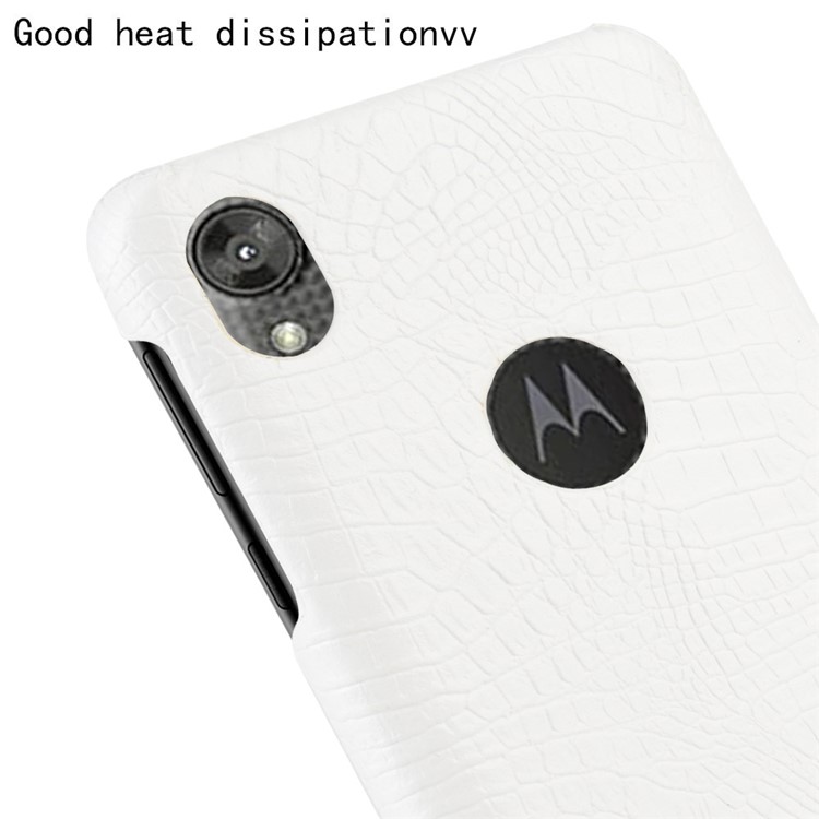 Crocodile Skin PU Leather Coated PC Phone Cover for Motorola Moto E6 - White-5