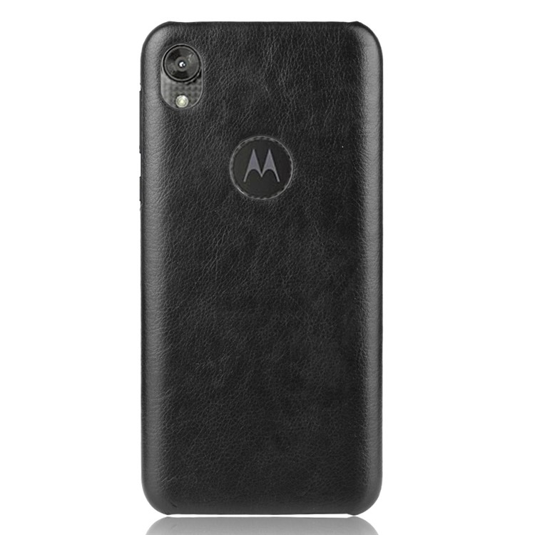 Litchi Skin Leather Coated PC Hard Case for Motorola Moto E6 - Black-2