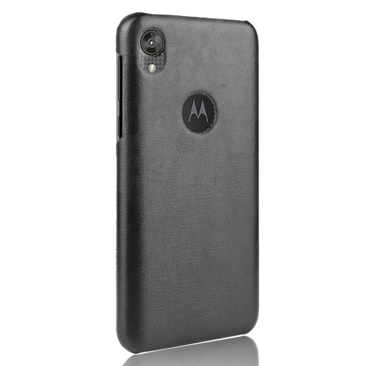 Litchi Skin Leather Coated PC Hard Case for Motorola Moto E6 - Black-3