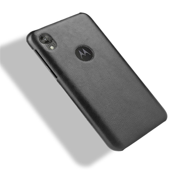 Litchi Skin Leather Coated PC Hard Case for Motorola Moto E6 - Black-4