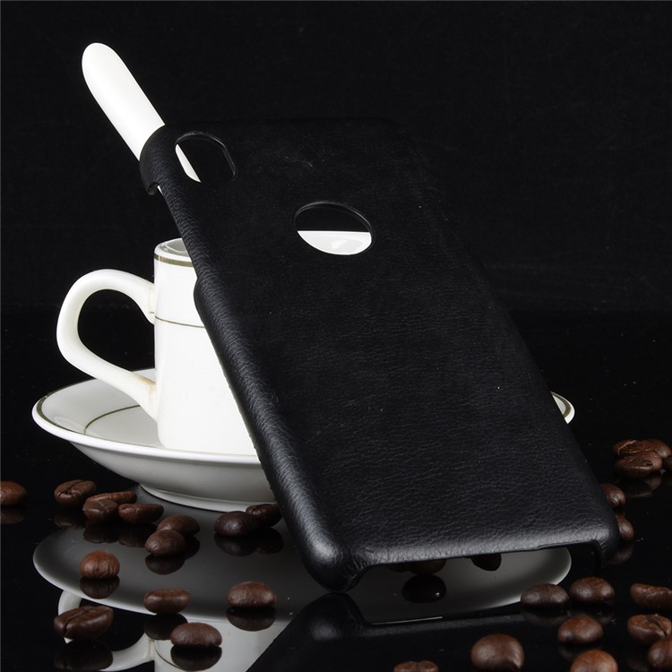 Litchi Skin Leather Coated PC Hard Case for Motorola Moto E6 - Black-5
