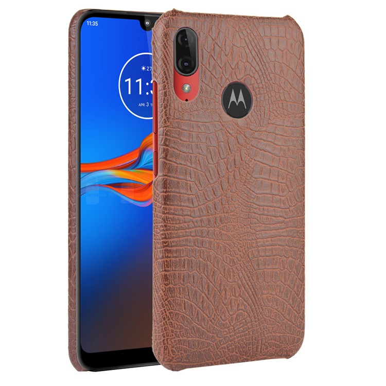 Crocodile Skin PU Leather Coated Hard PC Case for Motorola Moto E6 Plus/E6s (2019) - Brown-2