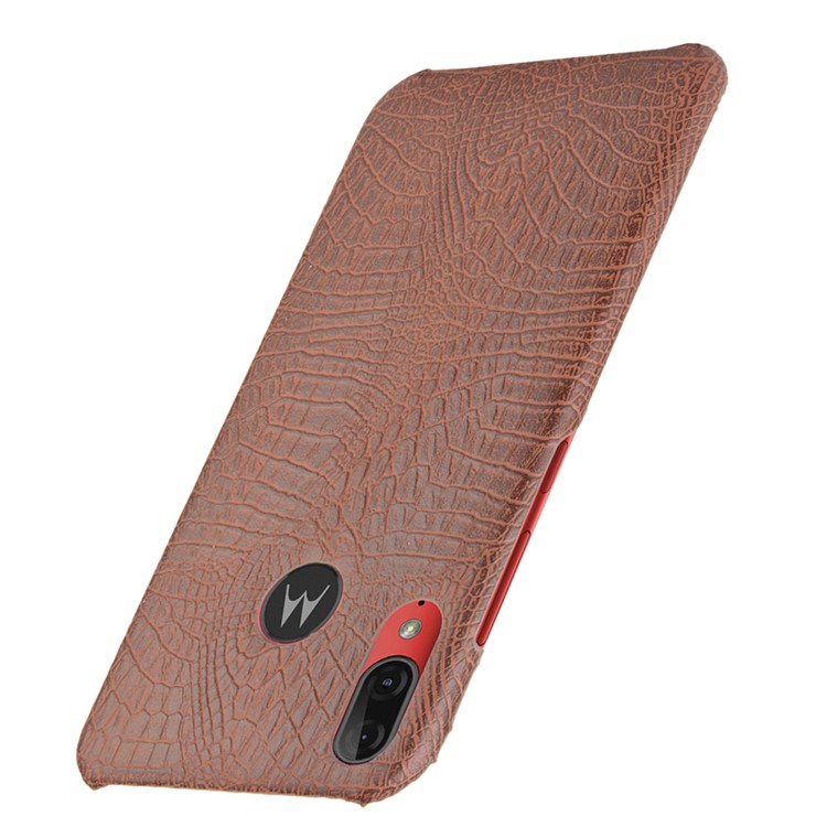 Crocodile Skin PU Leather Coated Hard PC Case for Motorola Moto E6 Plus/E6s (2019) - Brown-3