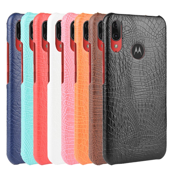 Crocodile Skin PU Leather Coated Hard PC Case for Motorola Moto E6 Plus/E6s (2019) - Brown-6