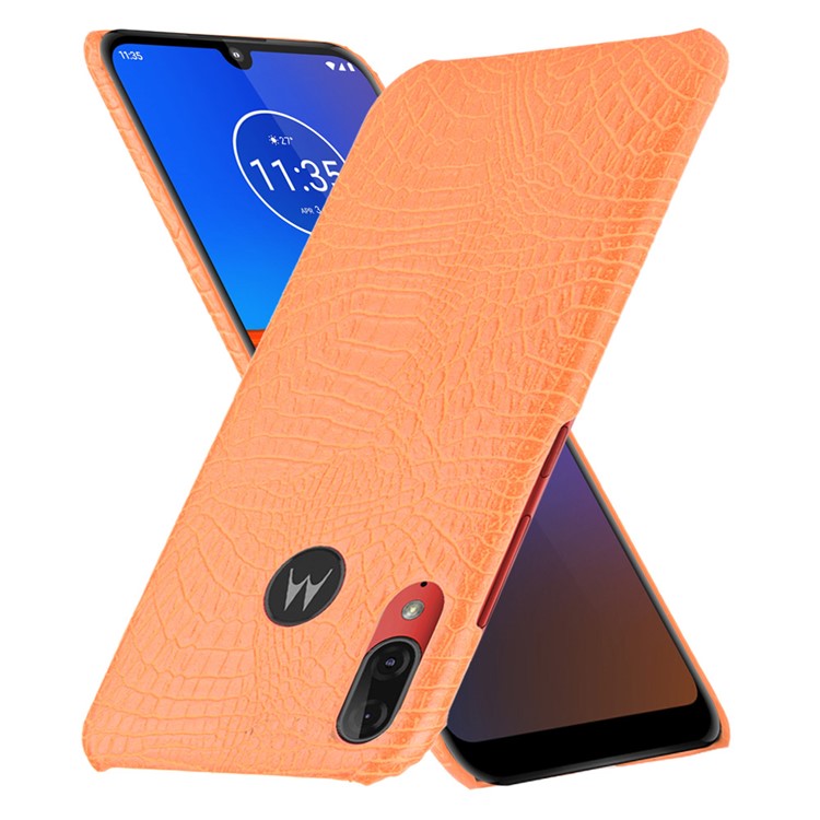 Crocodile Skin PU Leather Coated Hard PC Case for Motorola Moto E6 Plus/E6s (2019) - Orange-1