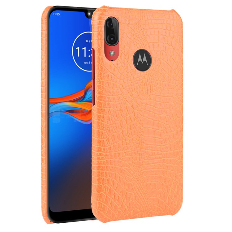 Crocodile Skin PU Leather Coated Hard PC Case for Motorola Moto E6 Plus/E6s (2019) - Orange-2