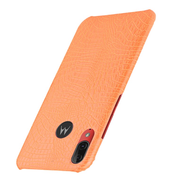 Crocodile Skin PU Leather Coated Hard PC Case for Motorola Moto E6 Plus/E6s (2019) - Orange-3