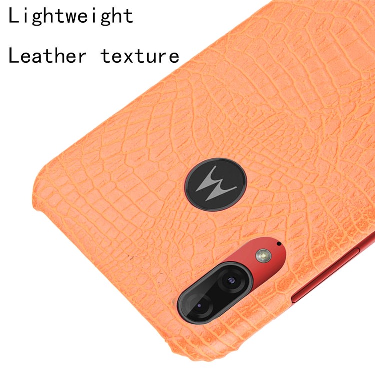 Crocodile Skin PU Leather Coated Hard PC Case for Motorola Moto E6 Plus/E6s (2019) - Orange-4