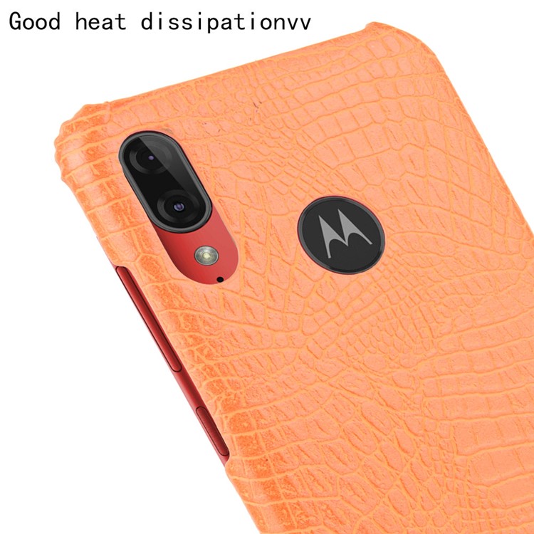 Crocodile Skin PU Leather Coated Hard PC Case for Motorola Moto E6 Plus/E6s (2019) - Orange-5