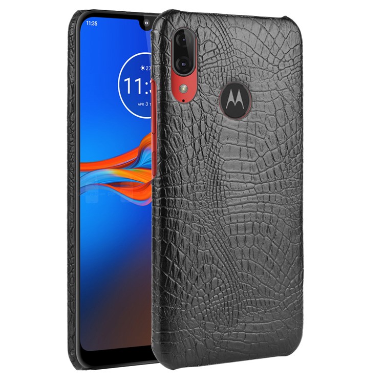 Crocodile Skin PU Leather Coated Hard PC Case for Motorola Moto E6 Plus/E6s (2019) - Black-2