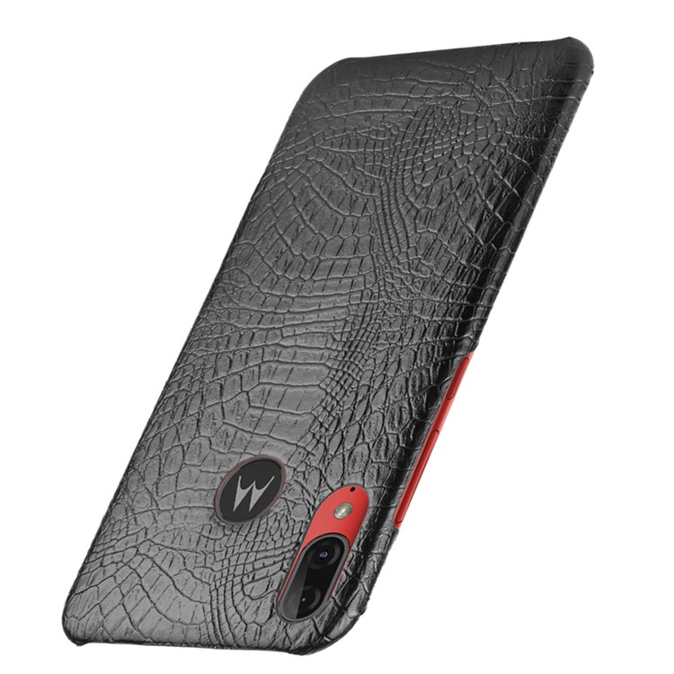 Crocodile Skin PU Leather Coated Hard PC Case for Motorola Moto E6 Plus/E6s (2019) - Black-3