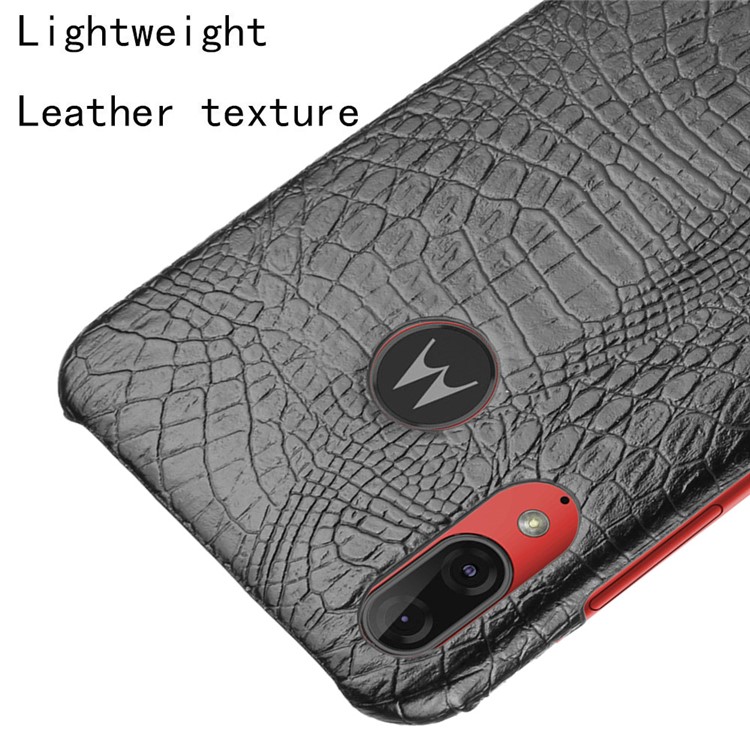 Crocodile Skin PU Leather Coated Hard PC Case for Motorola Moto E6 Plus/E6s (2019) - Black-4