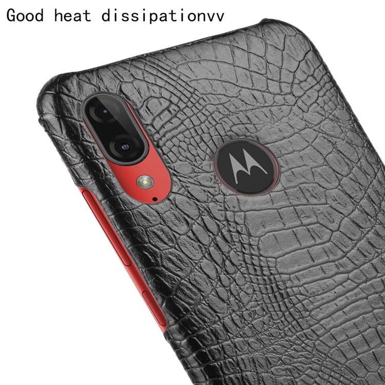 Crocodile Skin PU Leather Coated Hard PC Case for Motorola Moto E6 Plus/E6s (2019) - Black-5
