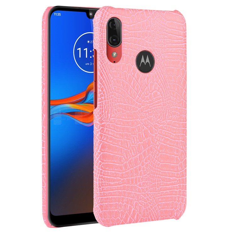 Crocodile Skin PU Leather Coated Hard PC Case for Motorola Moto E6 Plus/E6s (2019) - Pink-2