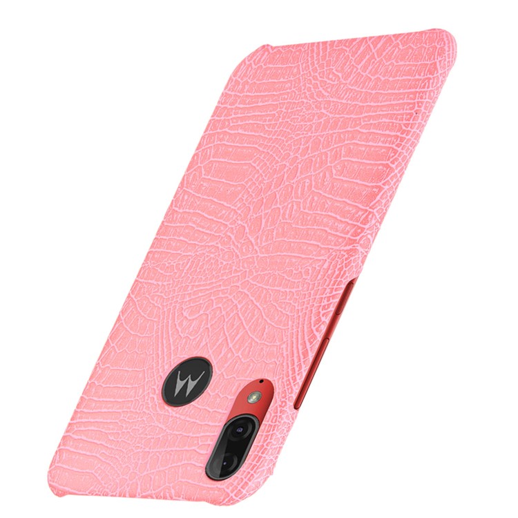 Crocodile Skin PU Leather Coated Hard PC Case for Motorola Moto E6 Plus/E6s (2019) - Pink-3