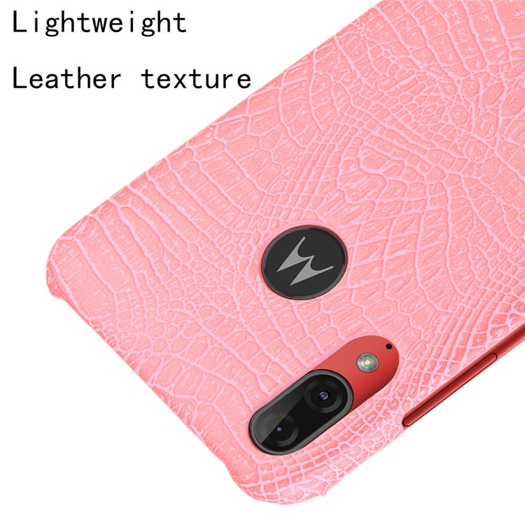 Crocodile Skin PU Leather Coated Hard PC Case for Motorola Moto E6 Plus/E6s (2019) - Pink-4