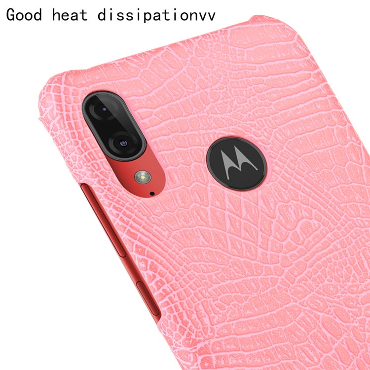 Crocodile Skin PU Leather Coated Hard PC Case for Motorola Moto E6 Plus/E6s (2019) - Pink-5