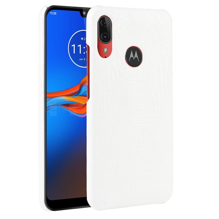 Crocodile Skin PU Leather Coated Hard PC Case for Motorola Moto E6 Plus/E6s (2019) - White-2