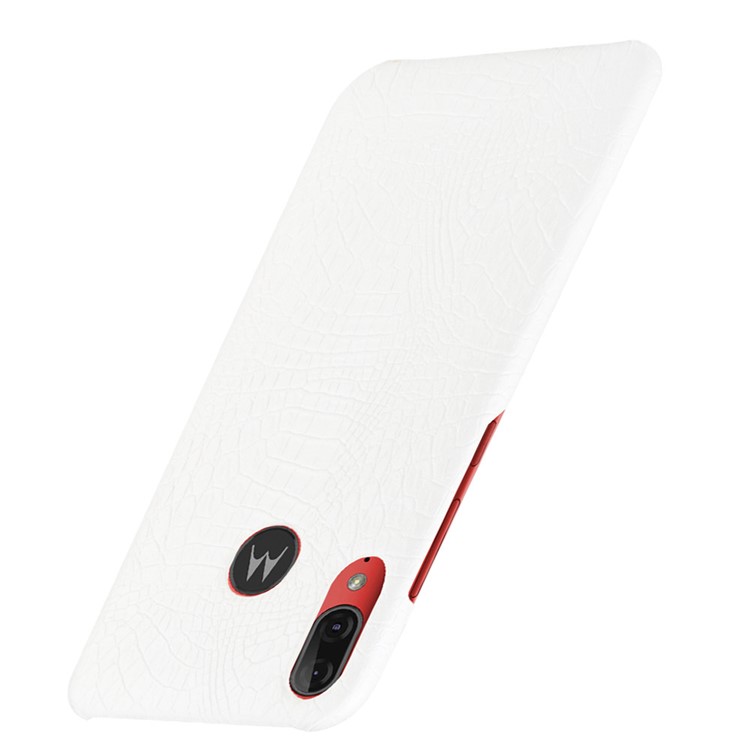 Crocodile Skin PU Leather Coated Hard PC Case for Motorola Moto E6 Plus/E6s (2019) - White-3