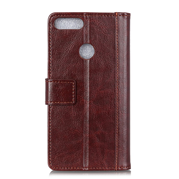 Rivet Decorated Crazy Horse Leather Wallet Phone Cell Unique Case for Motorola Moto E6 Play - Brown-8