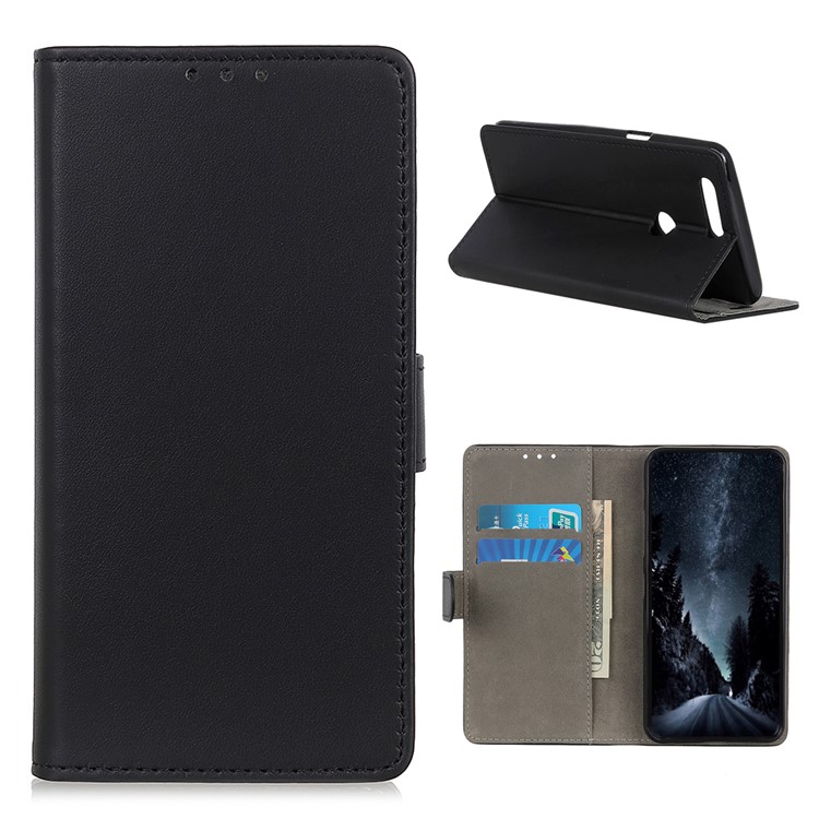 Wallet Leather Stand Shell Case for Motorola Moto E6 Play - Black-1