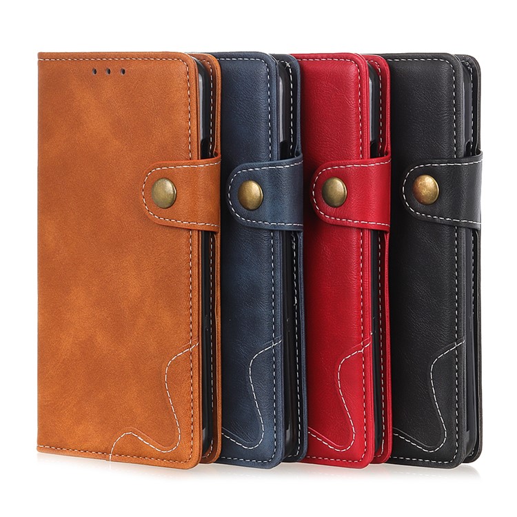 S Shape Surface PU Leather Shell Case with Stand Wallet for Motorola Moto E6 Play - Black-13