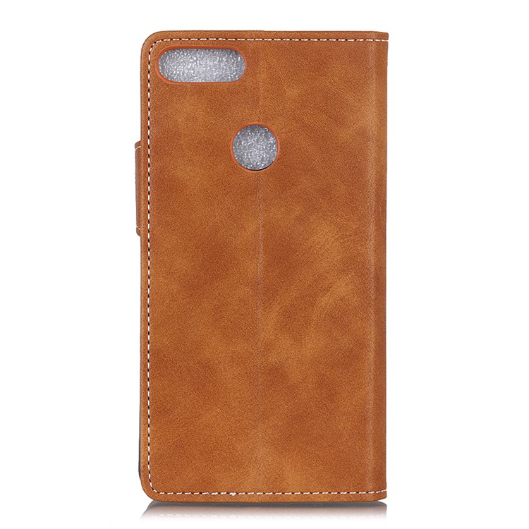 S Shape Surface PU Leather Shell Case with Stand Wallet for Motorola Moto E6 Play - Brown-3